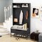 Costway 69" Tall Hall Tree with Seat Cushion Open Compartments Hooks Lift-top Storage White/Black/Rustic Brown